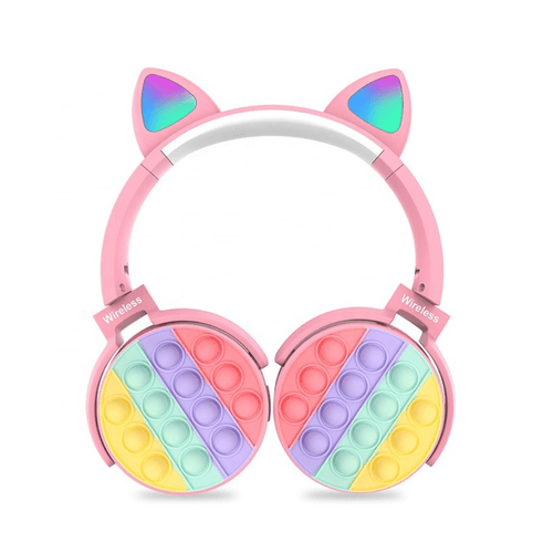 Audífonos Inalámbricos Diadema de Gato LED Pop It Rainbow (Marca Soundlogic XT)