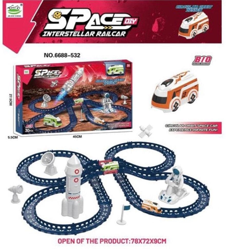 Pista Espacial Armable con Carro Motorizado "Space DIY Interstellar Railcar" (101 Piezas)