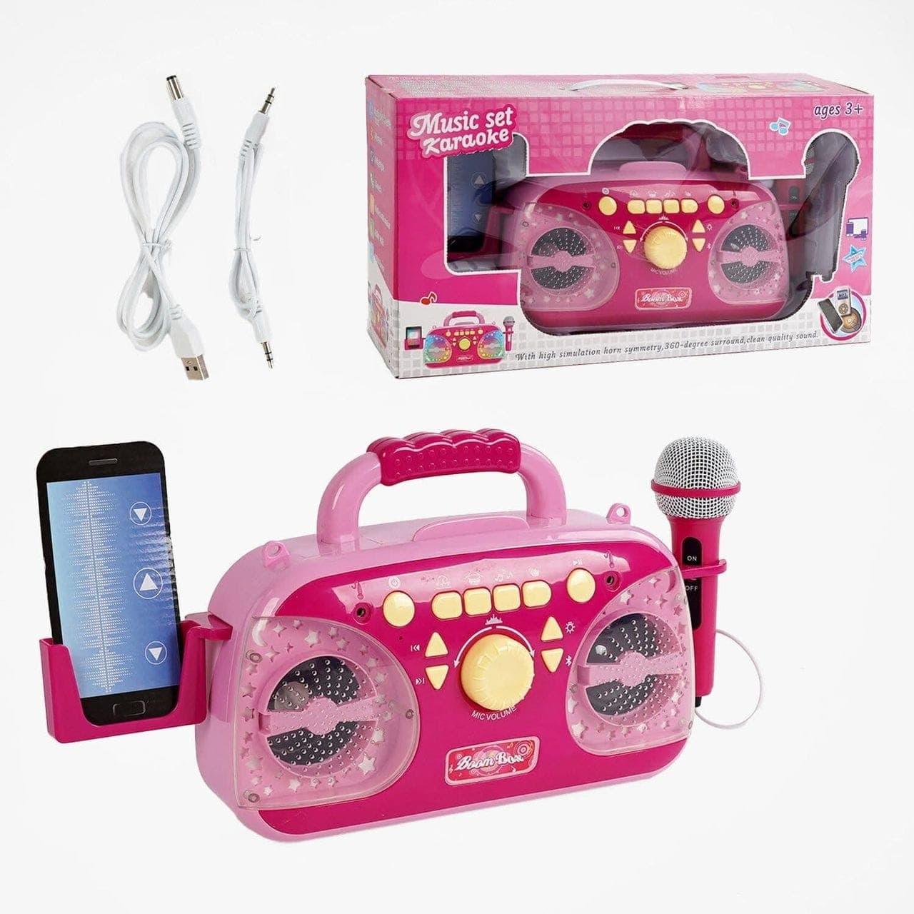 Set de Música y Karaoke Infantil "Boom Box" con Micrófono y Bluetooth