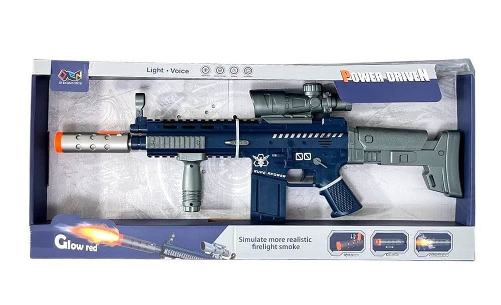 Rifle de Juguete "Power-Driven Gun" con Luz, Sonido y Simulación de Humo